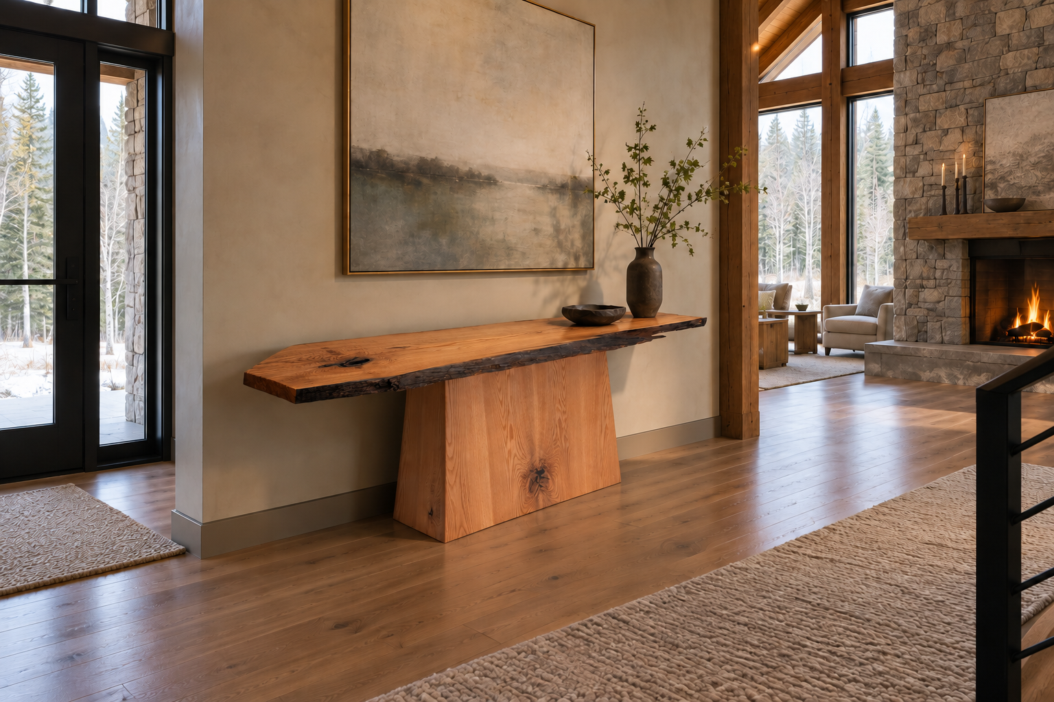 Lifestyle visualization of The Unnecessary Altar in a high-ceiling Northern Michigan entry